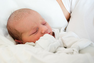 Image showing sleeping newborn baby in the hospital