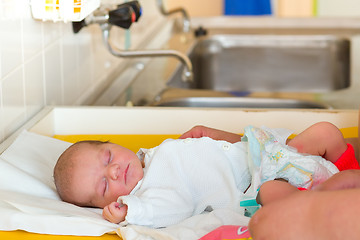 Image showing sleeping newborn baby in the hospital