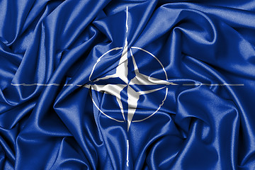 Image showing Satin flag with emblem