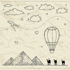 Image showing Egypt. Hand drawn Travel and tourism background.