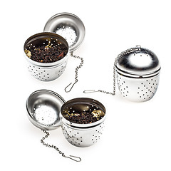 Image showing Metallic tea strainer infuser