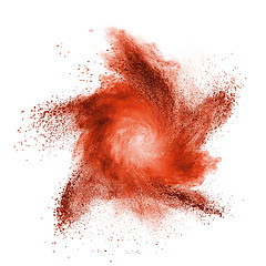 Image showing Red powder explosion isolated on white
