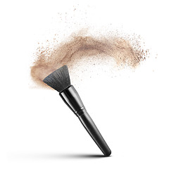 Image showing makup brush with powder foundation isolated