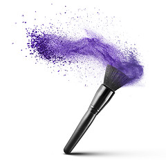 Image showing makup brush with blue powder isolated