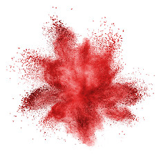 Image showing Red powder explosion isolated on white