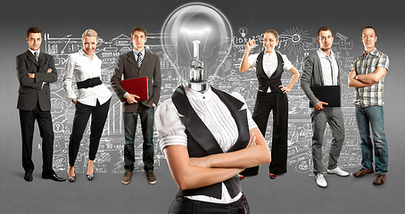 Image showing Business Team With Lamp Head