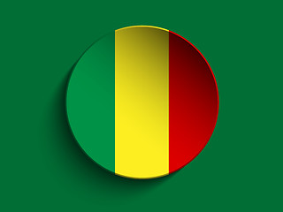 Image showing Mali Flag Paper Circle Shadow Button