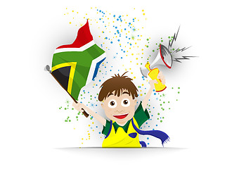 Image showing South Africa Soccer Fan Flag Cartoon