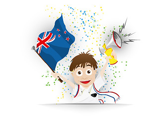 Image showing New Zealand Soccer Fan Flag Cartoon