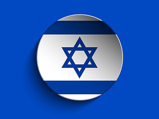 Image showing Israel Flag Paper Circle Shadow Button