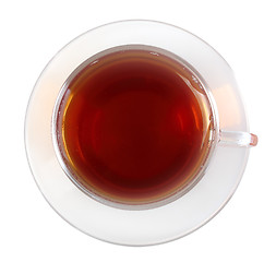 Image showing Glasses cup with black tea