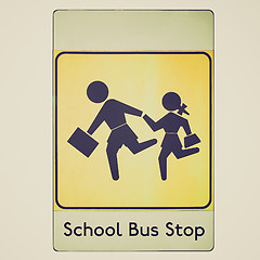 Image showing Retro look School bus stop sign