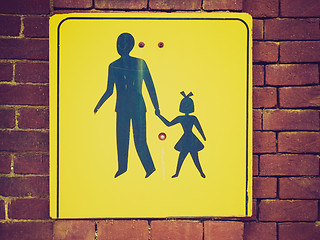 Image showing Retro look Pedestrian area sign