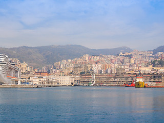 Image showing View of Genoa Italy from the sea