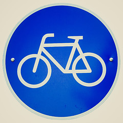 Image showing Retro look Bike lane sign