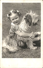 Image showing Young adorable girl on the vintage postcard from 1911