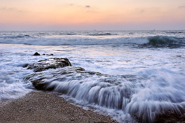 Image showing Seashore after sunset 
