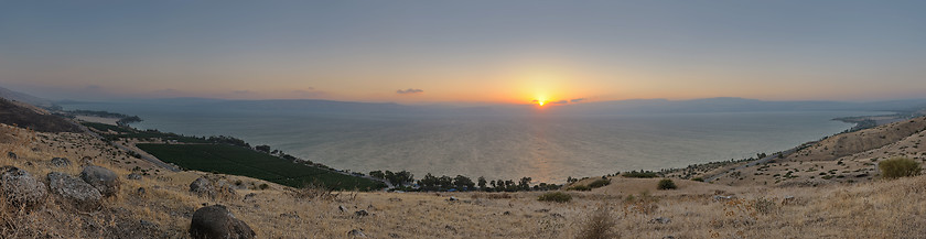 Image showing Galilee at sunset (panorama) 