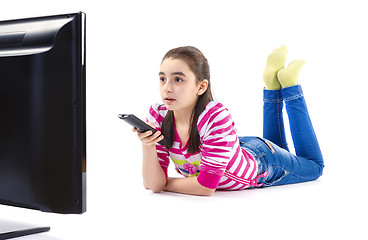 Image showing Little girl with remote control