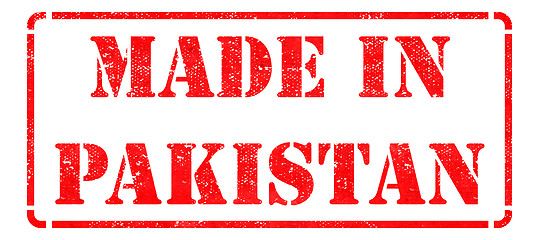 Image showing Made in  Pakistan - inscription on Red Rubber Stamp.