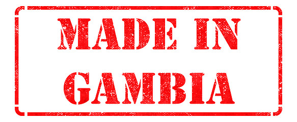 Image showing Made in Gambia - inscription on Red Rubber Stamp.