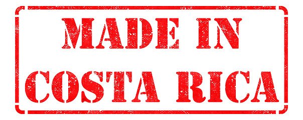 Image showing Made in Costa Rica - inscription on Red Rubber Stamp.