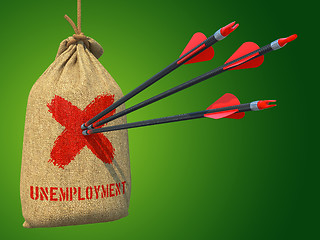 Image showing Unemployment - Arrows Hit in Red Mark Target.