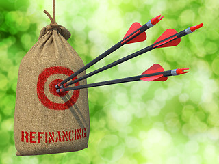 Image showing Refinancing - Arrows Hit in Red Mark Target.