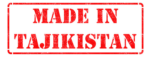 Image showing Made in Tajikistan - inscription on Red Rubber Stamp.