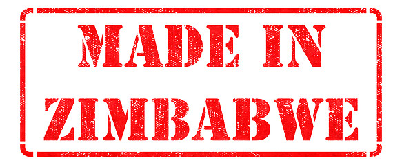 Image showing Made in Zimbabwe - inscription on Red Rubber Stamp.