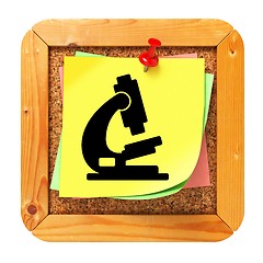 Image showing Microscope Concept - Sticker on Message Board.