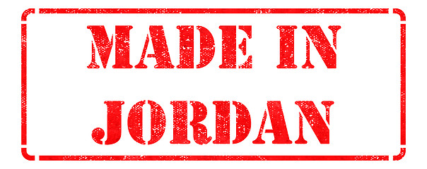 Image showing Made in Jordan - inscription on Red Rubber Stamp.