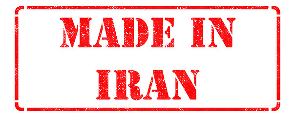 Image showing Made in Iran - inscription on Red Rubber Stamp.