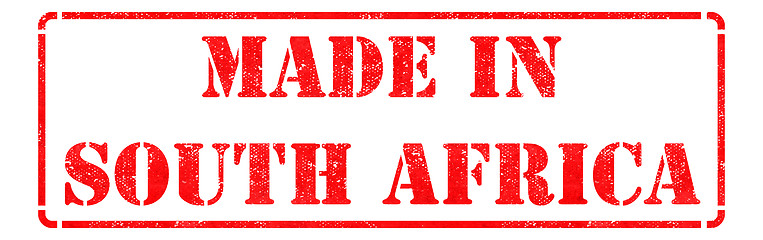 Image showing Made in South Africa - inscription on Red Rubber Stamp.