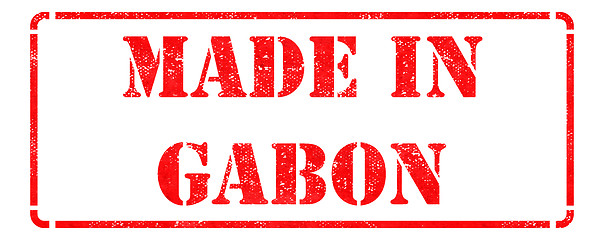 Image showing Made in Gabon- inscription on Red Rubber Stamp.