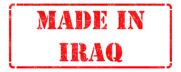 Image showing Made in Iraq - inscription on Red Rubber Stamp.