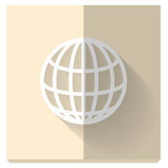Image showing paper flat icon with a shadow, symbol of globe