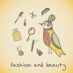 Image showing makeup cosmetics and fashion beautiful bird