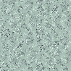 Image showing Seamless grey texture with flowers