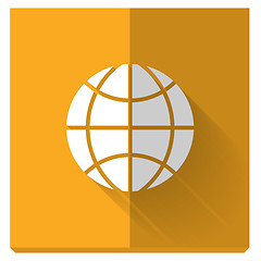 Image showing paper flat icon with a shadow, symbol of globe