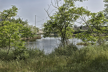 Image showing Fishing huts on the lagoon