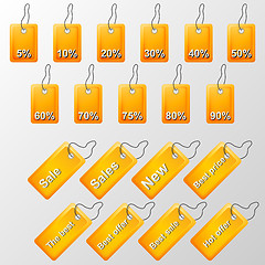 Image showing Illustration of orange labels with offers