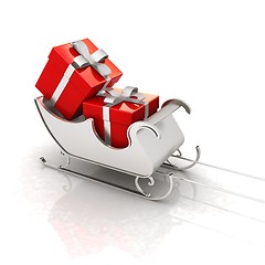 Image showing Christmas Santa sledge with gifts