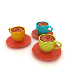 Image showing Coffee cups on saucer