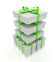 Image showing Gifts with ribbon on a white background