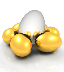 Image showing Big egg and gold eggs