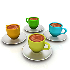 Image showing Coffee cups on saucer