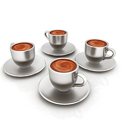 Image showing Coffee cups on saucer