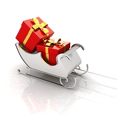 Image showing Christmas Santa sledge with gifts