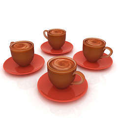 Image showing Coffee cups on saucer